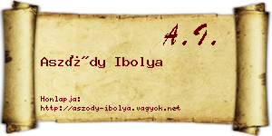 Aszódy Ibolya névjegykártya